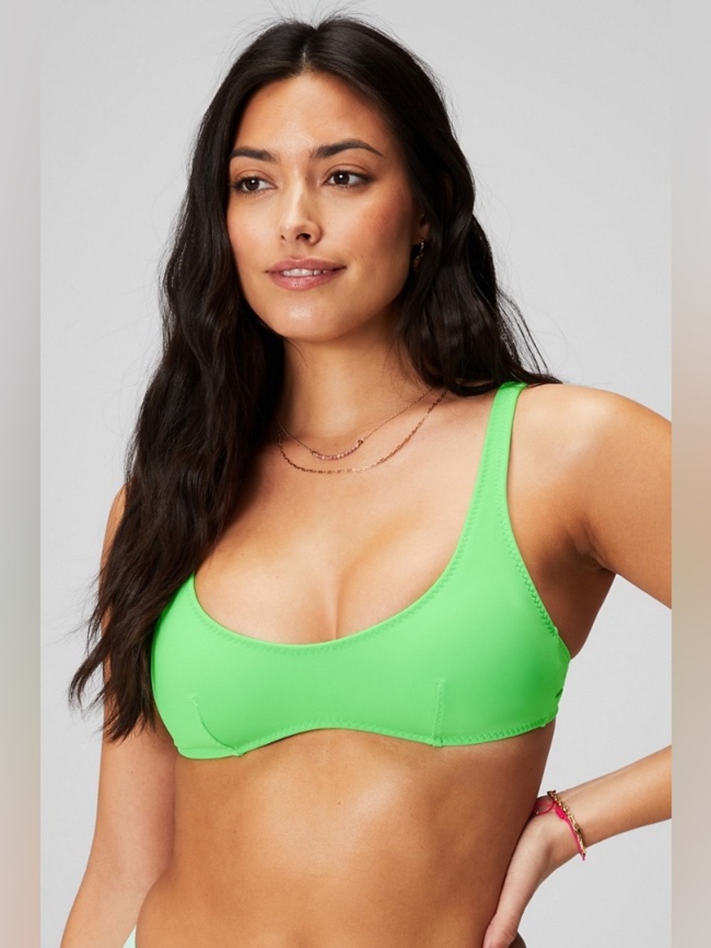 Fabletics Neon Green Scoop Bikini Swim Top Size Medium Like New